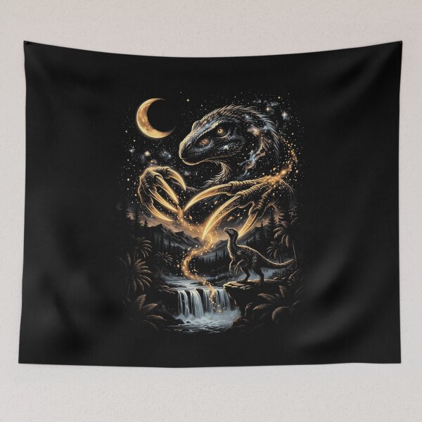 Item preview, Cosmic Feathered Dinosaur With Glowing Golden Claws designed and sold by TadeoNivar.
