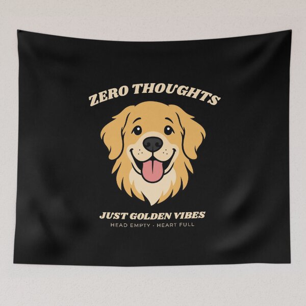 Item preview, Golden Retriever Zero Thoughts Just Golden Vibes Funny Dog Art designed and sold by wildsilencee.