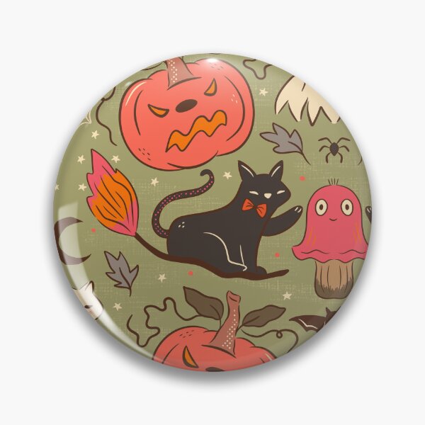Item preview, Spooky Cute Haunted Halloween Black Cats Witchy Ghosts Bats Creepy Pumpkins Green designed and sold by Prajakta  Rao.