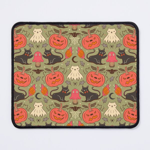 Item preview, Spooky Cute Haunted Halloween Black Cats Witchy Ghosts Bats Creepy Pumpkins Green designed and sold by Prajakta Rao.