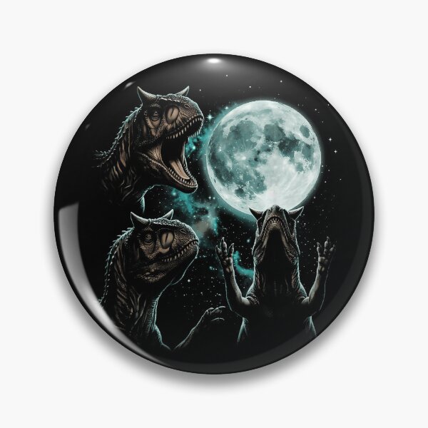 Item preview, Three Carnotaurus Dinosaurs Beneath a Full Moon designed and sold by TadeoNivar.