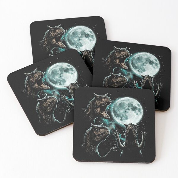 Item preview, Three Carnotaurus Dinosaurs Beneath a Full Moon designed and sold by TadeoNivar.