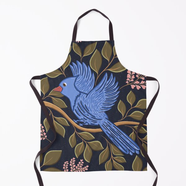 Item preview, Blue jay art // bluejays bird // blue jay bird // Midnight Blue Birds and Pink Heart Blossoms Botanical designed and sold by DColourMuse.