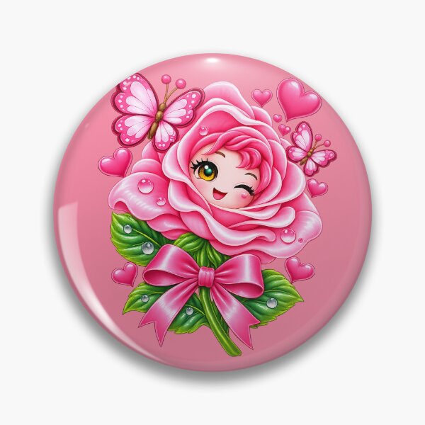 Artikelvorschau, Niedliches Mädchen mit rosa Rose – Kawaii-Blumenfantasie entworfen und verkauft von NEFERSIGN.