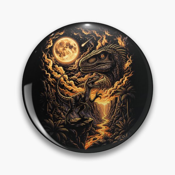 Item preview, Velociraptor Above a Lava Canyon and Moon designed and sold by TadeoNivar.
