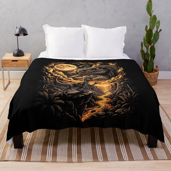 Item preview, Velociraptor Above a Lava Canyon and Moon designed and sold by TadeoNivar.