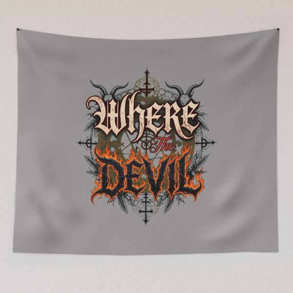 Item preview, Distressed Saying Where The Devil Graphic Apparel-2 designed and sold by Miloenkovic.