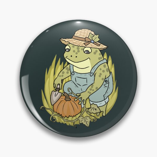 Item preview, Cottagecore Autumn Frog Gardener with Pumpkin  designed and sold by LeshanArt.