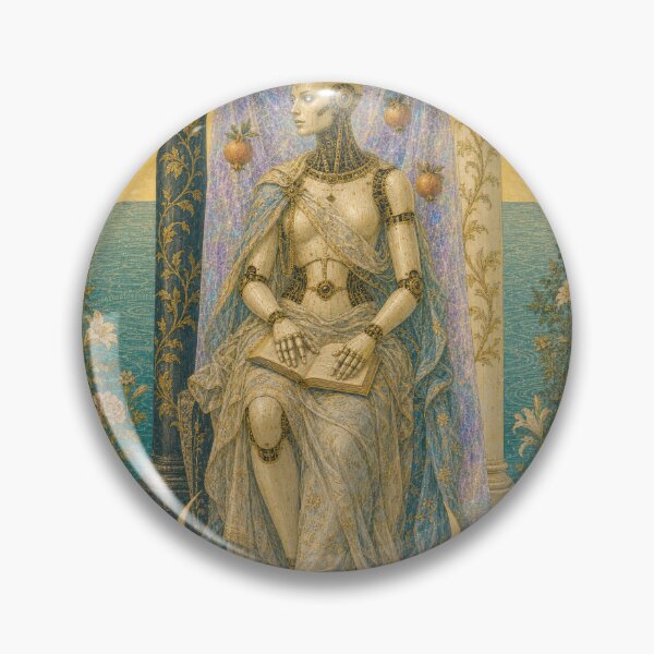 Item preview, The High Priestess Tarot Card - Aurora Cyber Renaissance Art Print designed and sold by DMarquiseArt.