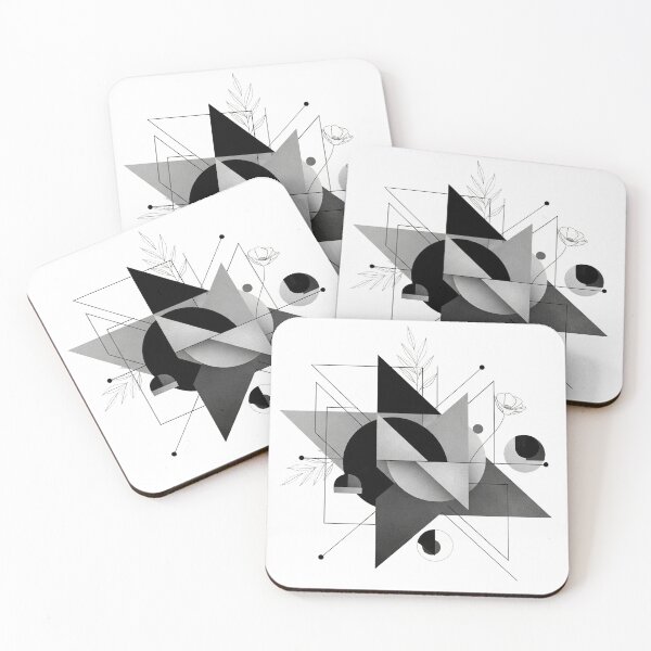 Item preview, Monochrome Geometric Botanical – Modern Abstract Shape Art designed and sold by Apex Designs.