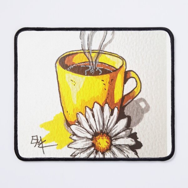 Item preview, Sunflower Coffee Cup Watercolor – Café Aesthetic Kitchen Wall Art designed and sold by emzportraits.