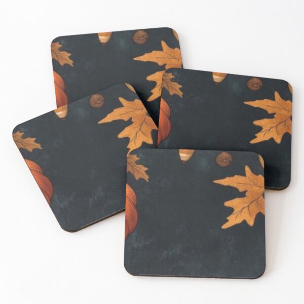 Item preview, Cozy Autumn Pumpkins and Leaves Frame — Dark Fall Watercolor Background designed and sold by LYAN-STORE.