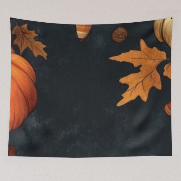 Item preview, Cozy Autumn Pumpkins and Leaves Frame — Dark Fall Watercolor Background designed and sold by LYAN-STORE.