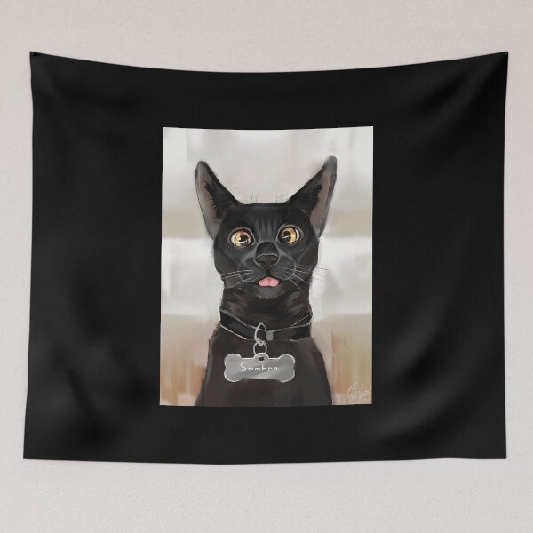 Item preview, Whimsical Black Cat Portrait with Name Tag designed and sold by elijbclaude.