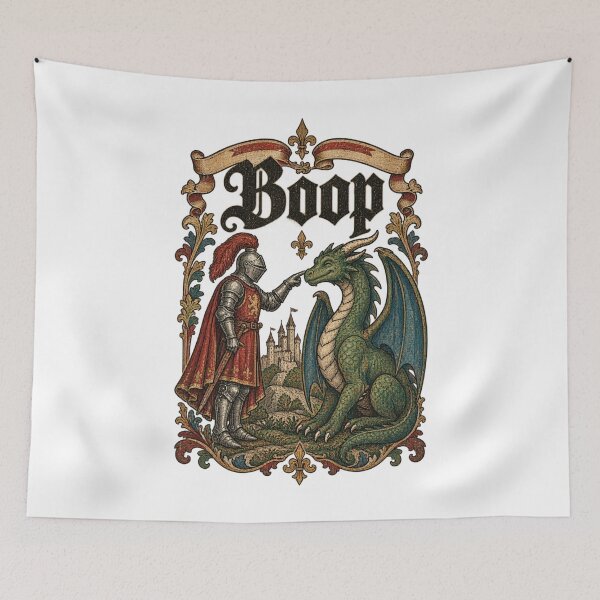 Item preview, Medieval Knight Dragon Boop Funny Renaissance Fair Manuscript designed and sold by Whirx.
