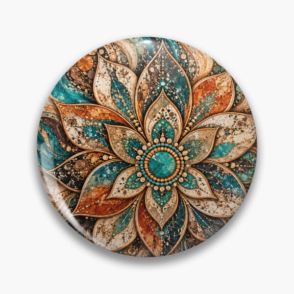 Item preview, Boho Turquoise Mandala Abstract – Teal Copper & Terracotta Flow Art designed and sold by AnimalAirtistry.