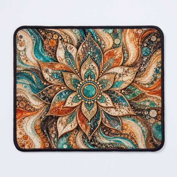 Item preview, Boho Turquoise Mandala Abstract – Teal Copper & Terracotta Flow Art designed and sold by AnimalAirtistry.