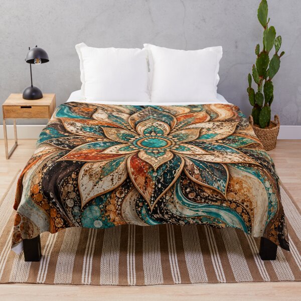 Item preview, Boho Turquoise Mandala Abstract – Teal Copper & Terracotta Flow Art designed and sold by AnimalAirtistry.