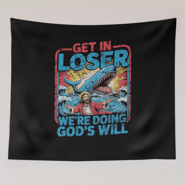 Item preview, Get In Loser Jonah And The Whale Funny Christian Meme Graphic designed and sold by SmithOscarShop.