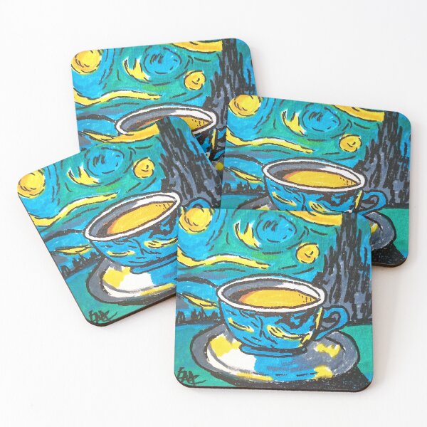 Item preview, Starry Night Coffee Art Print – Modern Café Aesthetic Design designed and sold by emzportraits.