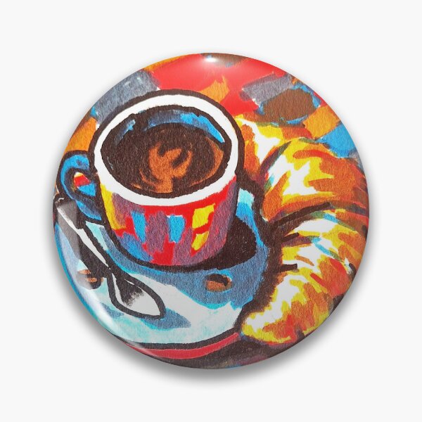 Item preview, Croissant Coffee Painting – Cozy Kitchen Decor for Coffee Lovers designed and sold by emzportraits.