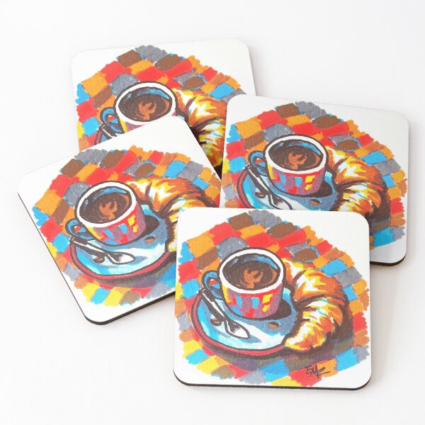 Item preview, Croissant Coffee Painting – Cozy Kitchen Decor for Coffee Lovers designed and sold by emzportraits.