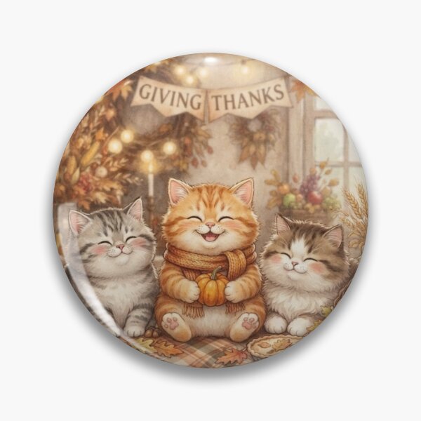 Item preview, Happy Thanksgiving Cute Cats Warming Hearts and Sharing Blessings designed and sold by Mindworx21.