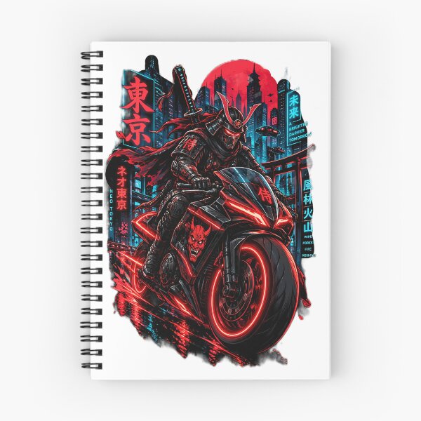 Item preview, Cyberpunk Samurai Neon Motorcycle Rider designed and sold by ValhallaHub.