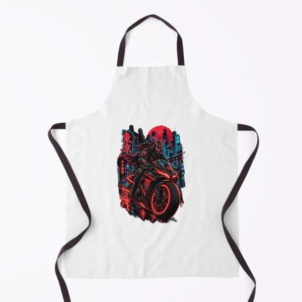 Item preview, Cyberpunk Samurai Neon Motorcycle Rider designed and sold by ValhallaHub.