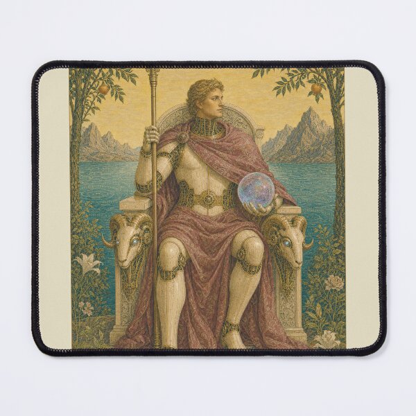 Item preview, The Emperor Tarot Card - Aurora Cyber Renaissance Art Print designed and sold by DMarquiseArt.
