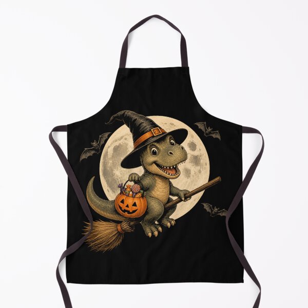 Item preview, Cute T-Rex Witch Riding a Halloween Broom designed and sold by TadeoNivar.