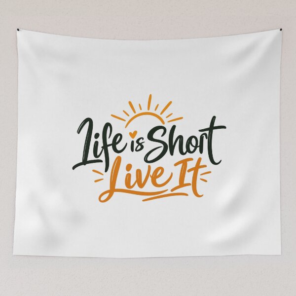 Item preview, Life Is Short Live It Quote - Retro Sunshine Hand Lettered Sticker designed and sold by VYBEHAUS.
