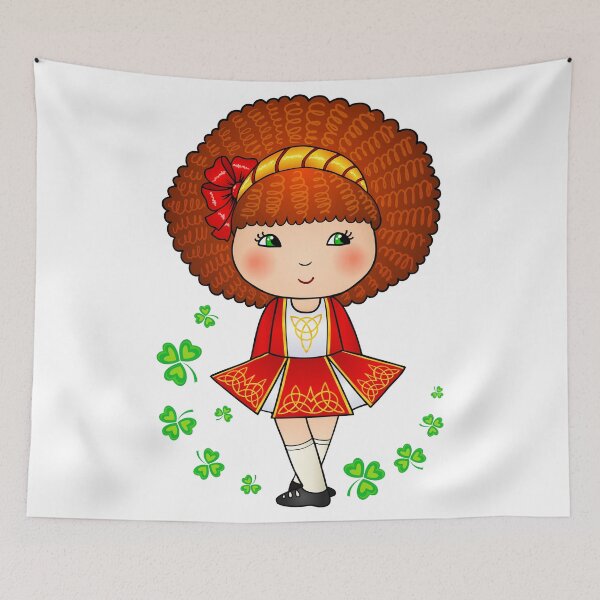 Item preview, Cute Irish dancer girl in red dress designed and sold by Art of Sun.
