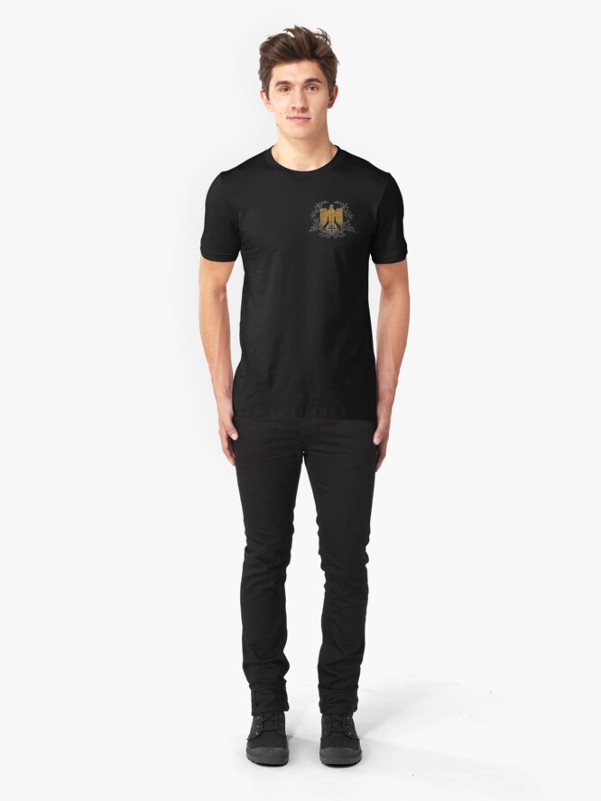 Alternate view of Gold Eagle with Iron Cross Slim Fit T-Shirt