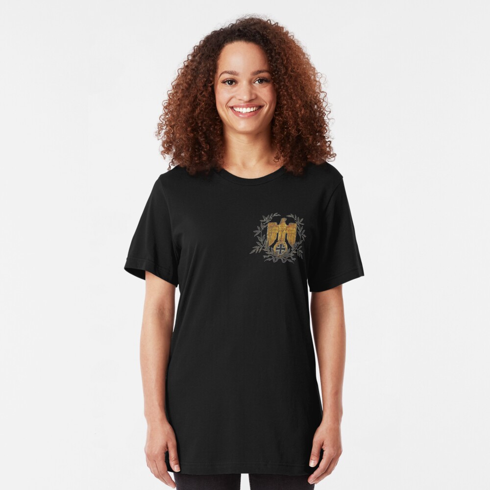 Gold Eagle with Iron Cross Slim Fit T-Shirt