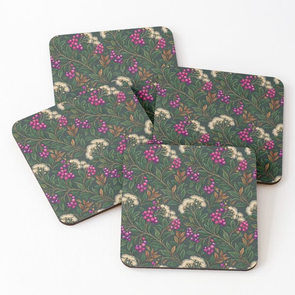 Item preview, Dark Forest Native Berries and Wildflower Pattern designed and sold by Studio BC.