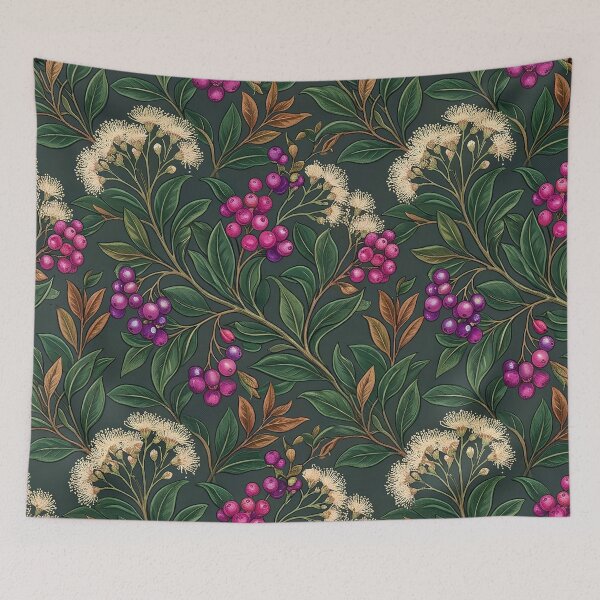 Item preview, Dark Forest Native Berries and Wildflower Pattern designed and sold by Studio BC.