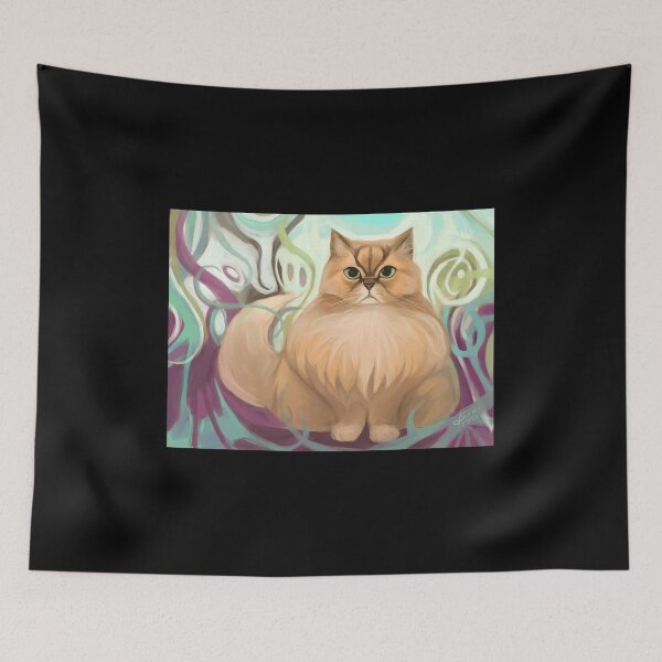Item preview, Majestic Cat Portrait with Abstract Swirls designed and sold by elijbclaude.