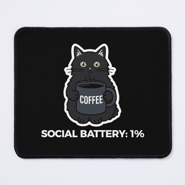 Item preview, Funny Introvert Black Cat Coffee - Social Battery 1% designed and sold by BeyaDh.