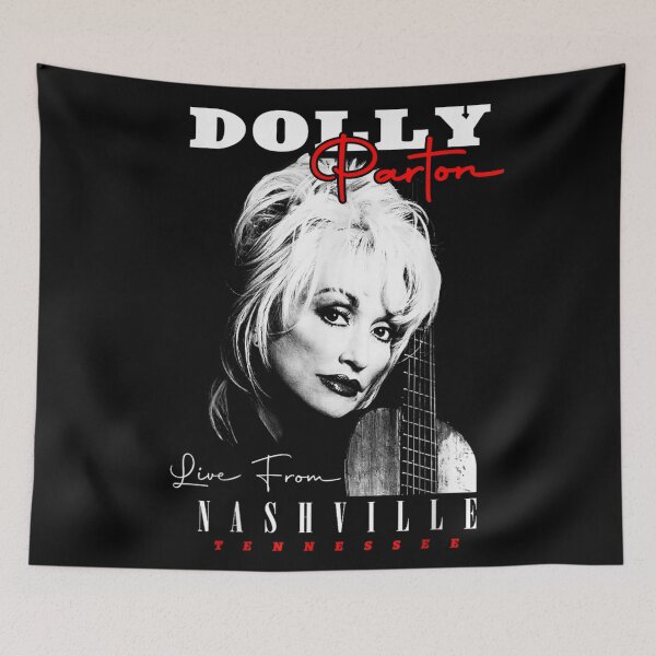 Item preview, Dolly Parton Live From Nashville Tennessee Black White Guitar Portrait designed and sold by choudane.