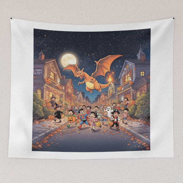 Item preview, Dragon Flying With Halloween Children designed and sold by Home Decor Art.
