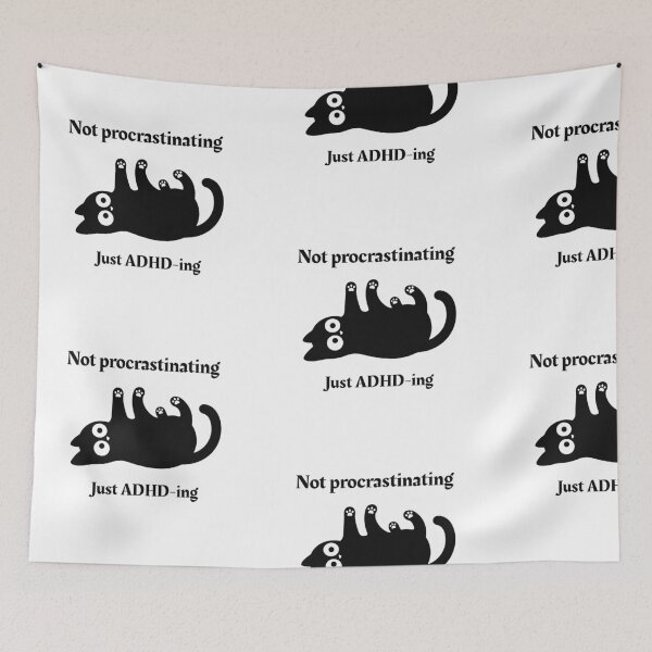 Item preview, Not Procrastinating Just ADHD-ing Funny ADHD Cat designed and sold by T-version.