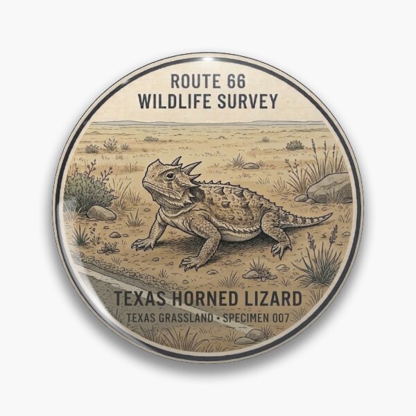 Item preview, Texas Horned Lizard Route 66 Wildlife Badge designed and sold by CalmCapy Co.