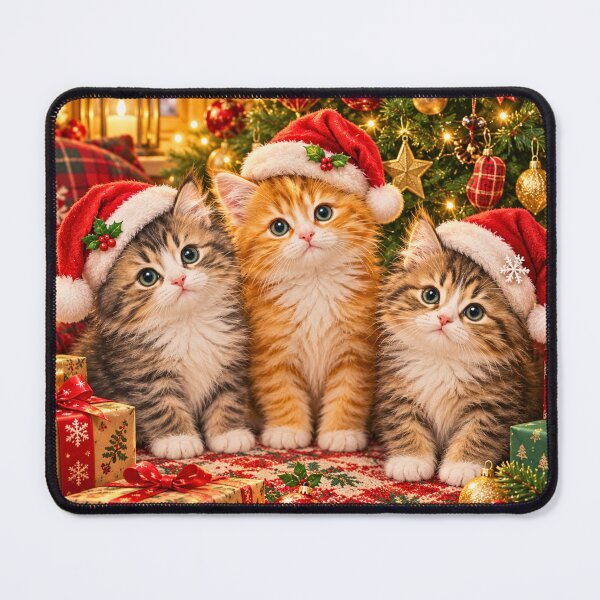 Item preview, Three Cute Christmas Cats – Adorable Kittens Holiday Christmas Tree designed and sold by lavanya11.
