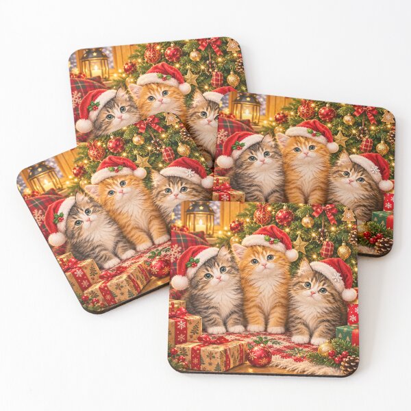 Item preview, Three Cute Christmas Cats – Adorable Kittens Holiday Christmas Tree designed and sold by lavanya11.