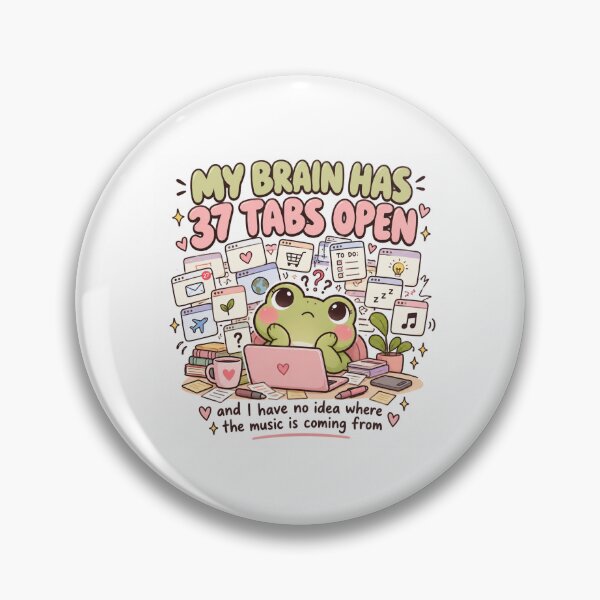 Item preview, My Brain Has 37 Tabs Open – Cute Frog Overthinking Humor designed and sold by Blush & Grit .