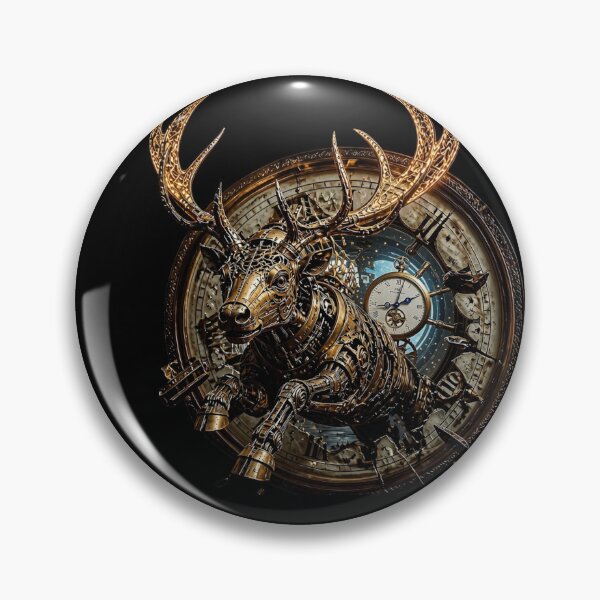 Item preview, Steampunk Mechanical Chrono Stag Shattered Clockface Graphic designed and sold by LazyDayzCo.