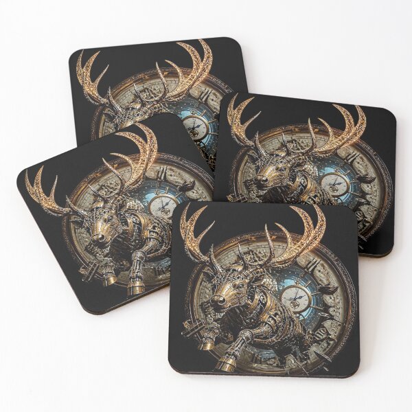 Item preview, Steampunk Mechanical Chrono Stag Shattered Clockface Graphic designed and sold by LazyDayzCo.
