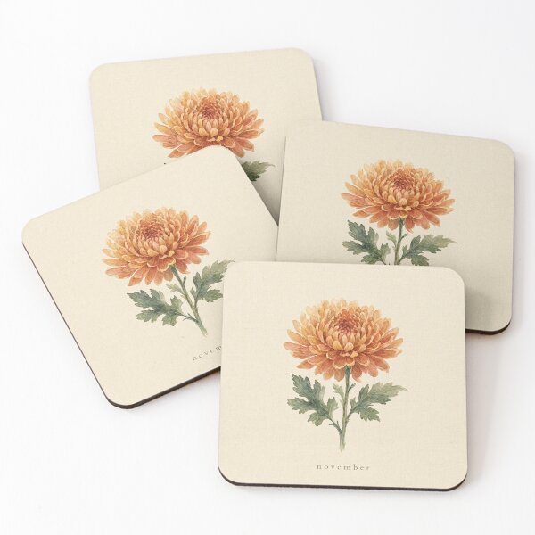 Item preview, November Birth Flower Chrysanthemum Watercolor | Botanical Wall Art designed and sold by FixationStudio.