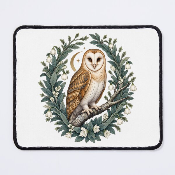 Item preview, Barn Owl Perched on Frosty Winter Leaves Nature Wildlife Art designed and sold by yellingberry.
